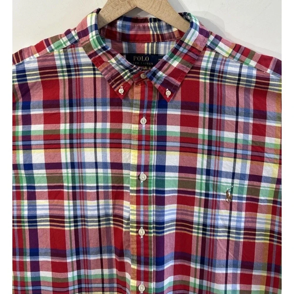 Mens Polo Ralph Lauren Big & Tall S/S Shirt Plaid Button Front Sz 3XB Gorgeous